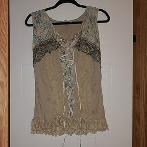 NWOT L Gorgeous Corset Style Sleeveless Top